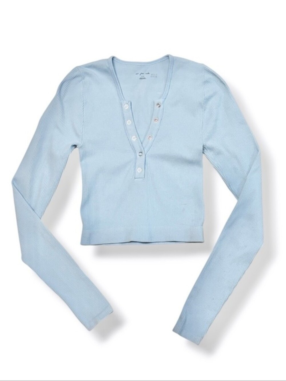 OUT FROM UNDER x URBAN OUTFITTERS Blue Claudia Seamless Henley Top Size Small - Picture 7 of 7